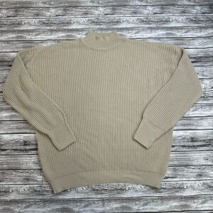BooHoo Men's Oversized Ribbed Mock Neck Sweater Tan Chunky Knit Size L